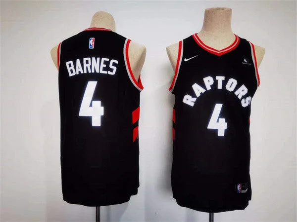 Men's Toronto Raptors #4 Scottie Barnes Black Stitched Basketball Basketball Jersey