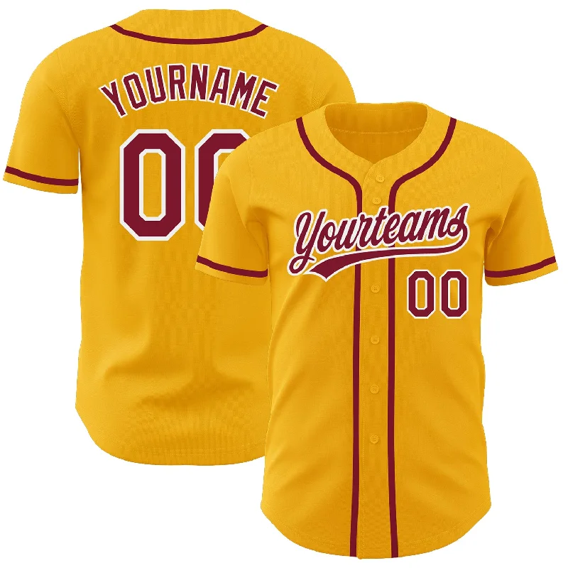 Custom Gold Crimson-White Authentic Baseball Jersey