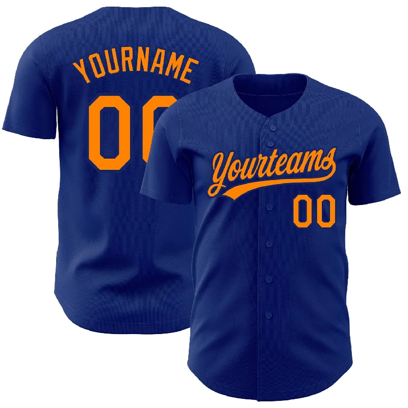 Custom Royal Bay Orange Authentic Baseball Jersey