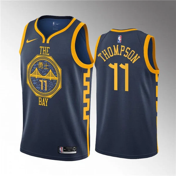 Men's Golden State Warriors #11 Klay Thompson Navy 2018/19 Swingman Stitched Basketball Basketball Jersey