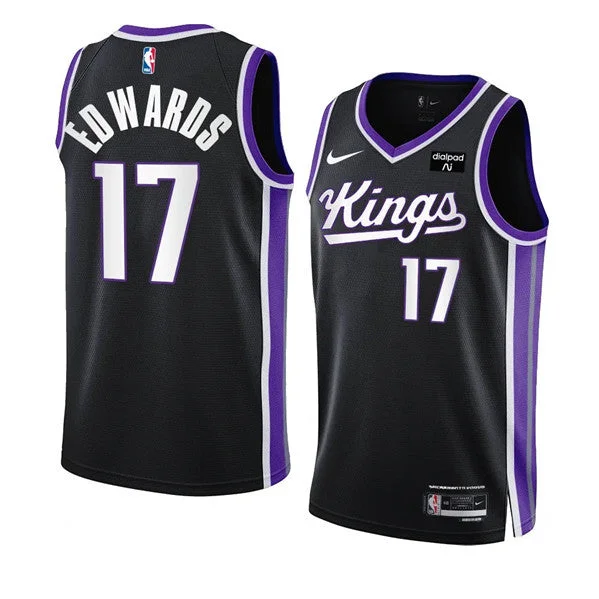 Men's Sacramento Kings #17 Kessler Edwards Black 2023-24 Icon Edition Swingman Stitched Basketball Jersey