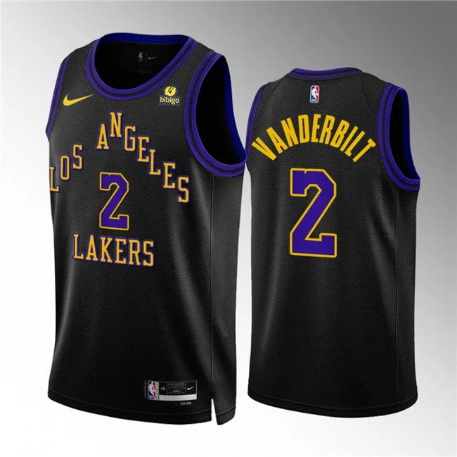 Men's Los Angeles Lakers #2 Jarred Vanderbilt Black 2023/24 City Edition Stitched Basketball Basketball Jersey