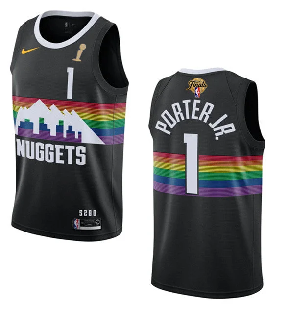 Men's Denver Nuggets #1 Michael Porter Jr. Black 2023 Finals Champions City Edition Stitched Basketball Basketball Jersey