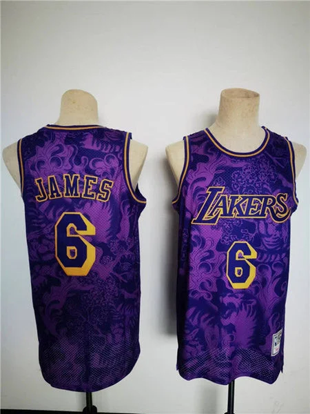 Men's Los Angeles Lakers #6 LeBron James 2022 Purple Lunar New Year Tiger CNY 4.0 HWC Stitched Basketball Basketball Jersey