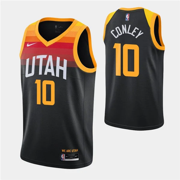 Men's Utah Jazz #10 Mike Conley Black City Swingman 2020-21 Stitched Basketball Jersey