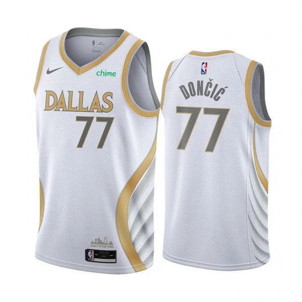 Men's Dallas Mavericks #77 Luka Doncic White Stitched Basketball Jersey