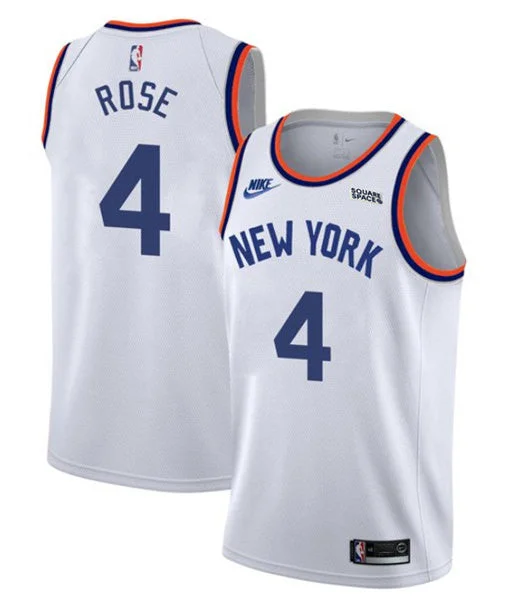 Men's New York Knicks #4 Derrick Rose 2021/2022 White City Edition Stitched Basketball Jersey