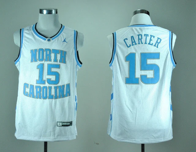 North Carolina Tar Heels Vince Carter 15 White Basketball Jerseys