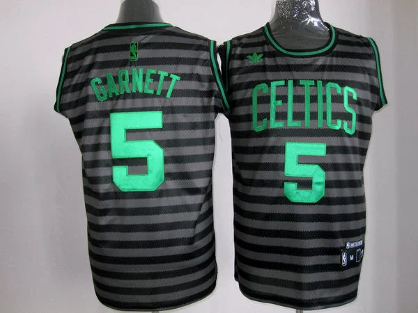 Celtics 5 Garnett Black Gride Grey Basketball Jerseys