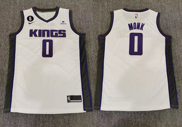 Men's Sacramento Kings #0 Malik Monk White Stitched Basketball Jersey