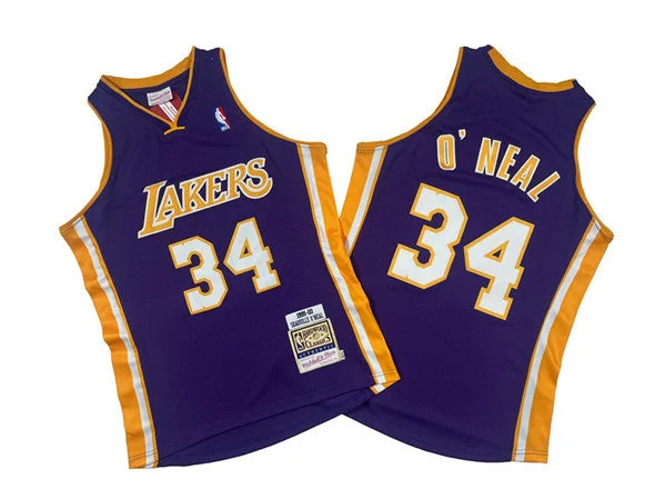 Men's Los Angeles Lakers #34 Shaquille O'Neal Purple 1999-00 Throwback basketball Basketball Jersey