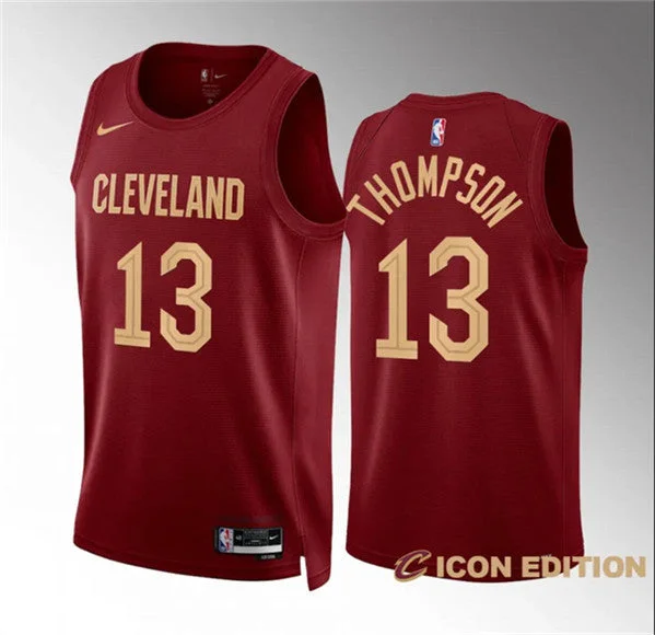 Men's Cleveland Cavaliers #13 Tristan Thompson Wine Icon Edition Stitched Basketball Jersey