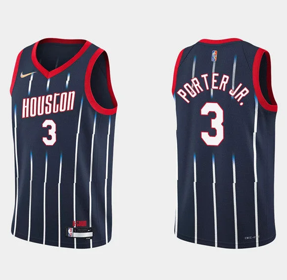 Men's Houston Rockets #3 Kevin Porter Jr. Navy 75th Anniversary City Stitched Basketball Jersey