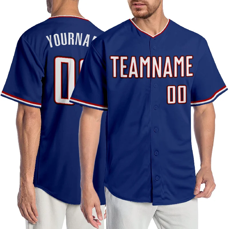 Custom Royal White-Red Authentic Baseball Jersey