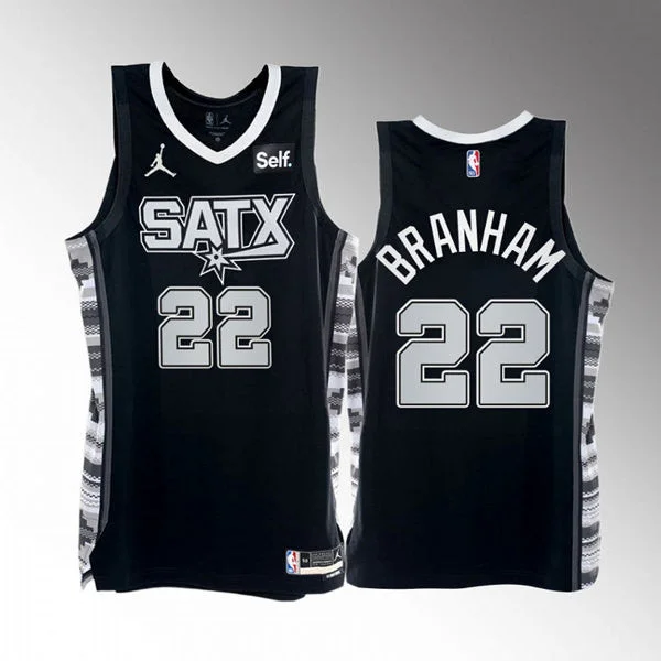 Men' San Antonio Spurs #22 Malaki Branham 2022-23 Black Stitched Basketball Jersey