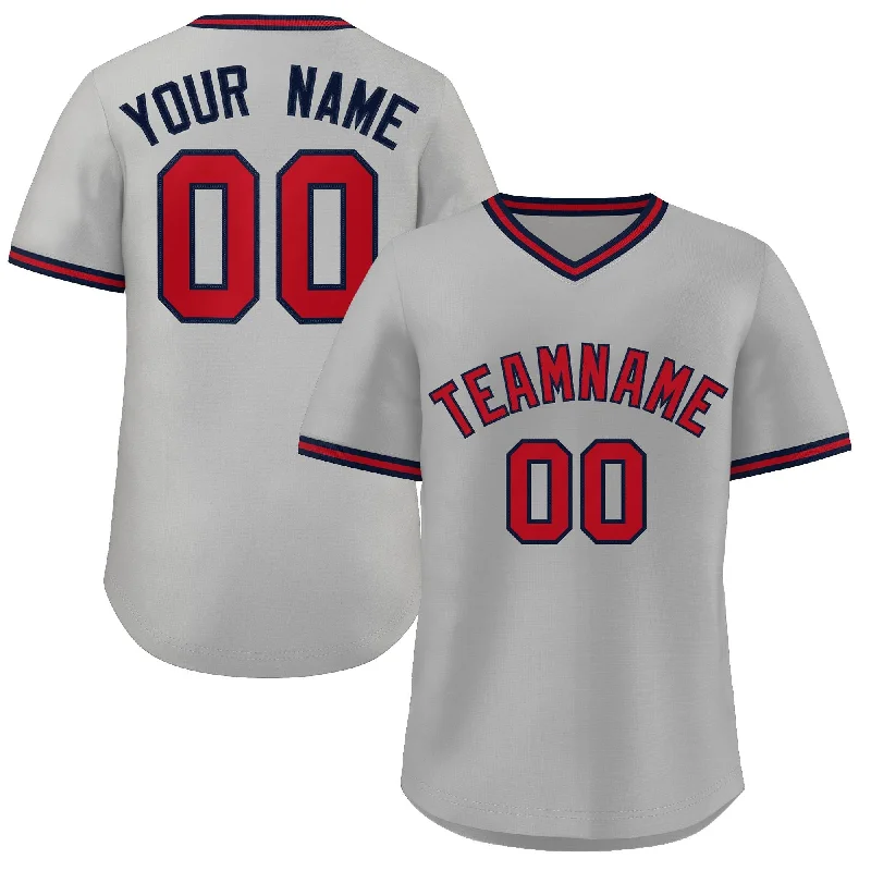 Custom White Red Navy Classic Style Personalized Authentic Pullover Baseball Jersey