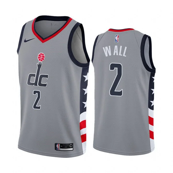 Men's Washington Wizards #2 John Wall Gray City Edition New Uniform 2020-21 Stitched Basketball Jersey