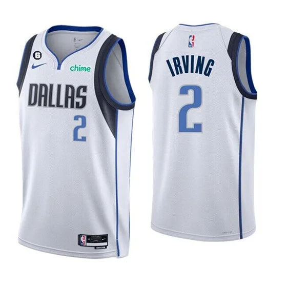 Men's Dallas Mavericks #2 Kyrie Irving White Association Edition With No.6 Patch Stitched Basketball Basketball Jersey