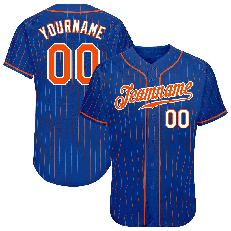 Custom Royal Orange Pinstripe Orange-White Authentic Baseball Jersey