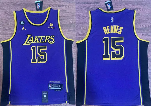 Men's Los Angeles Lakers #15 Austin Reaves Purple With NO.6 Patch Stitched Basketball Basketball Jersey