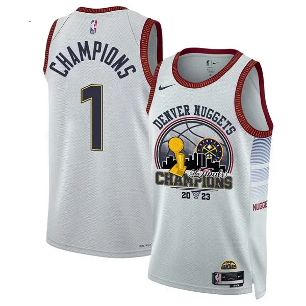 Men's Denver Nuggets #1 The Final Champions White 2023 Swingman Stitched Basketball Basketball Jersey