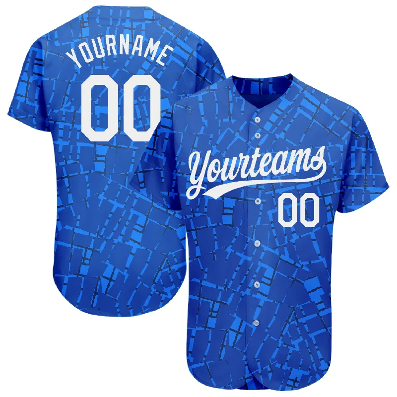 Custom Royal White 3D Pattern Design Authentic Baseball Jersey