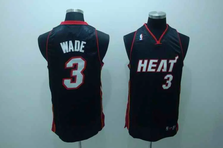 Heat 3 Wade Black Basketball Jerseys