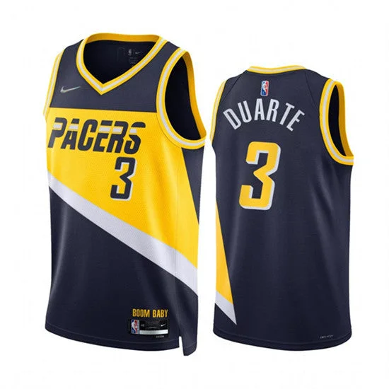 Men's Indiana Pacers #3 Chris Duarte 2021/22 Navy City Edition 75th Anniversary Stitched Basketball Basketball Jersey