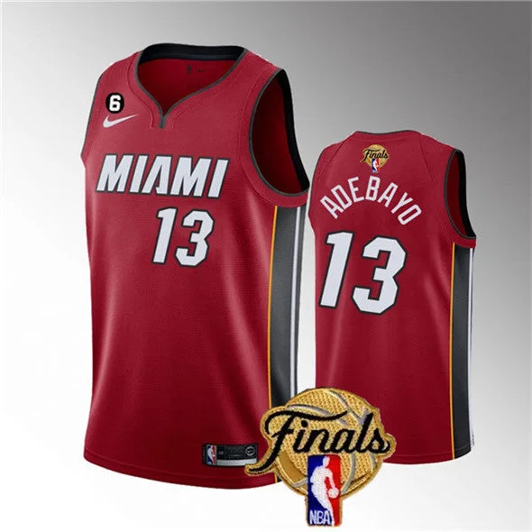 Men's Miami Heat #13 Bam Adebayo Red 2023 Finals Statement Edition With NO.6 Patch Stitched Basketball Basketball Jersey