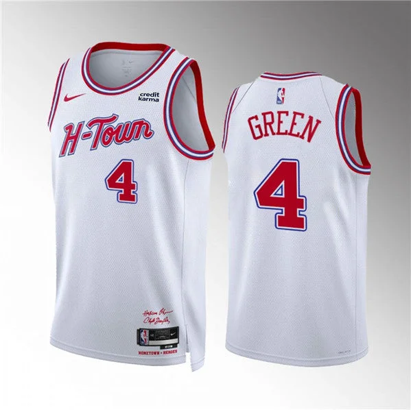 Men's Houston Rockets #4 Jalen Green White 2023/24 City Edition Stitched Basketball Jersey