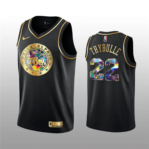 Men's Philadelphia 76ers #22 Matisse Thybulle 2021/22 Black Golden Edition 75th Anniversary Diamond Logo Stitched Basketball Basketball Jersey