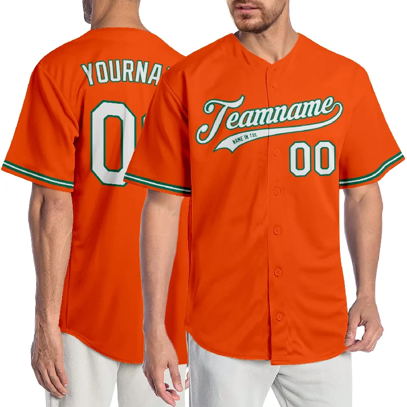 Custom Orange White-Kelly Green Authentic Baseball Jersey