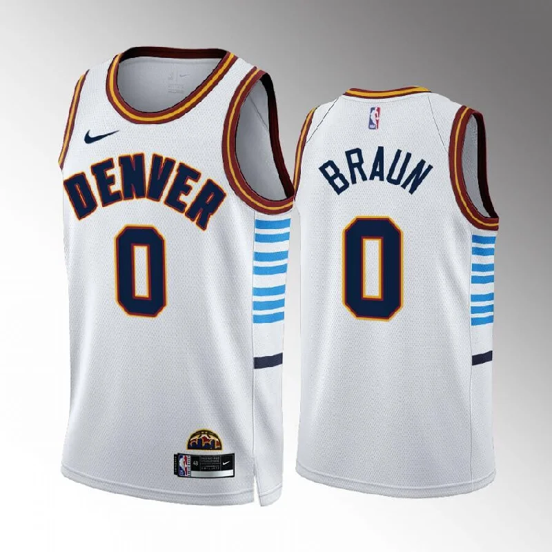 Men's Denver Nuggets #0 Christian Braun White 2022-23City Edition Stitched Basketball Basketball Jersey