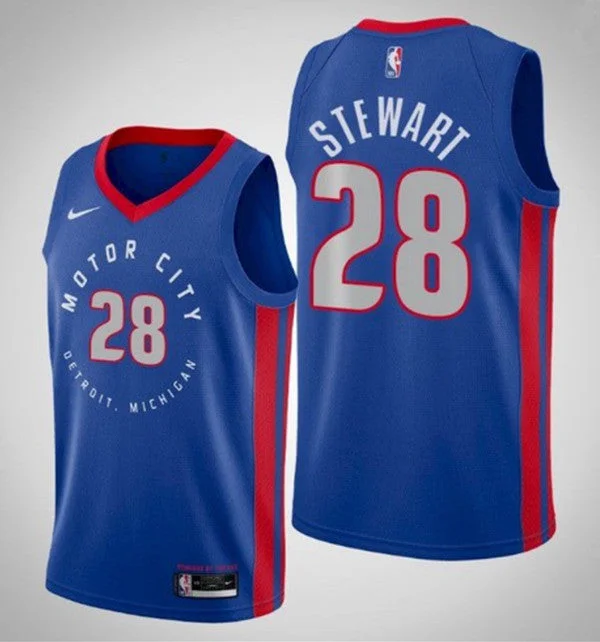 Men's Detroit Pistons #28 Isaiah Stewart Navy Motor City Edition 2020-21 Stitched Basketball Jersey