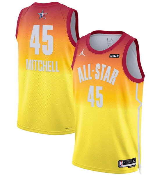 Men's 2023 All-Star #45 Donovan Mitchell Orange Game Swingman Stitched Basketball Basketball Jersey