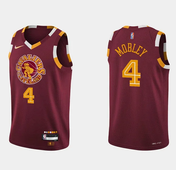 Men's Cleveland Cavaliers #4 Evan Mobley Wine Red 75th Anniversary City Stitched Basketball Jersey