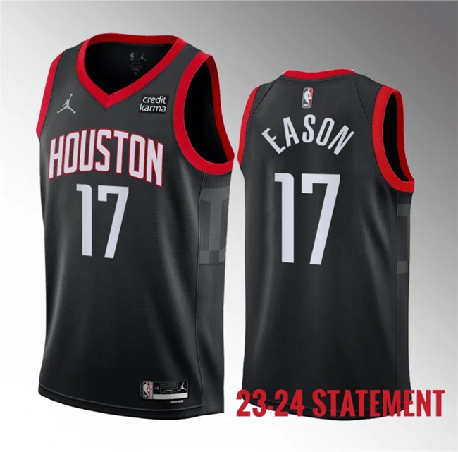 Men's Houston Rockets #17 Tari Eason Black 2023 Statement Edition Stitched Basketball Basketball Jersey