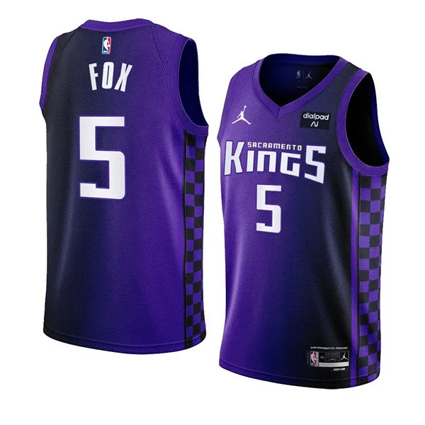 Men's Sacramento Kings #5 DeâAaron Fox Purple 2023-24 Statement Edition Swingman Stitched Basketball Jersey