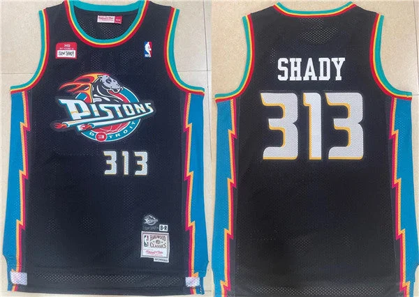 Men's Detroit Pistons #313 Shady Black Mitchell & Ness Throwback Stitched Basketball Jersey