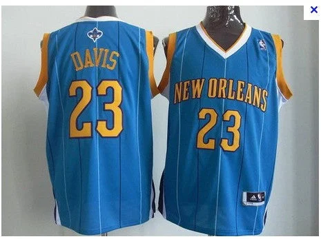 New Orleans Hornets NOLA DAVIS 23 light Blue Basketball Jerseys