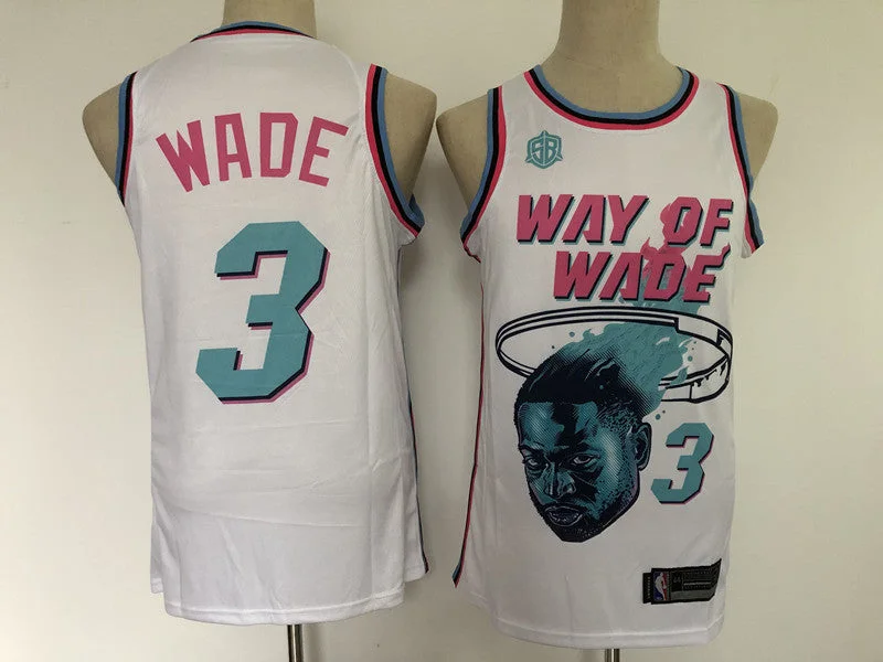 Men's Chicago Bulls #3 Dwyane Wade White Stitched Basketball Jersey