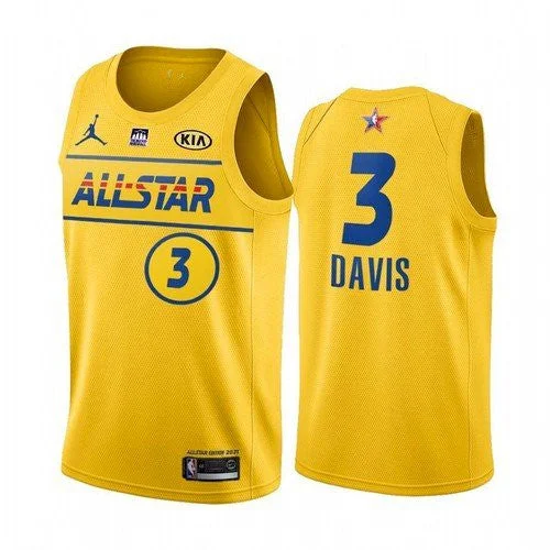 Men's 2021 All-Star #3 Anthony Davis Yellow Western Conference Stitched Basketball Jersey