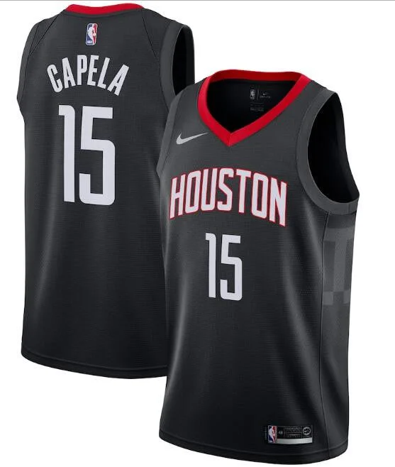 Men's Houston Rockets Black #15 Clint Capela Statement Edition Stitched Basketball Jersey