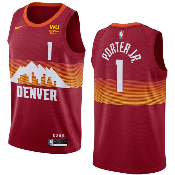 Men's Denver Nuggets #1 Michael Porter Jr. Red 2020-21 City Edition Stitched Basketball Jersey