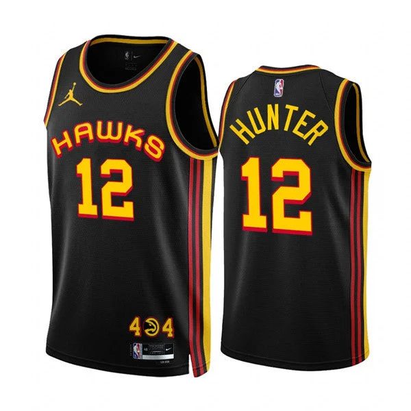 Men's Atlanta Hawks #12 De'Andre Hunter 2022/23 Black Statement Edition Stitched Basketball Jersey