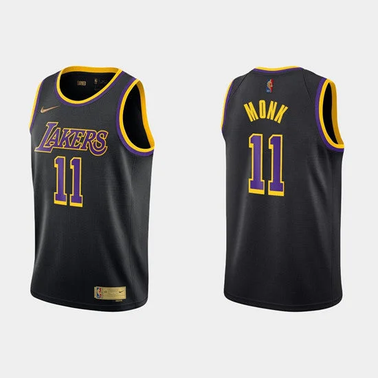 Men's Los Angeles Lakers #11 Malik Monk Black Stitched Basketball Jersey