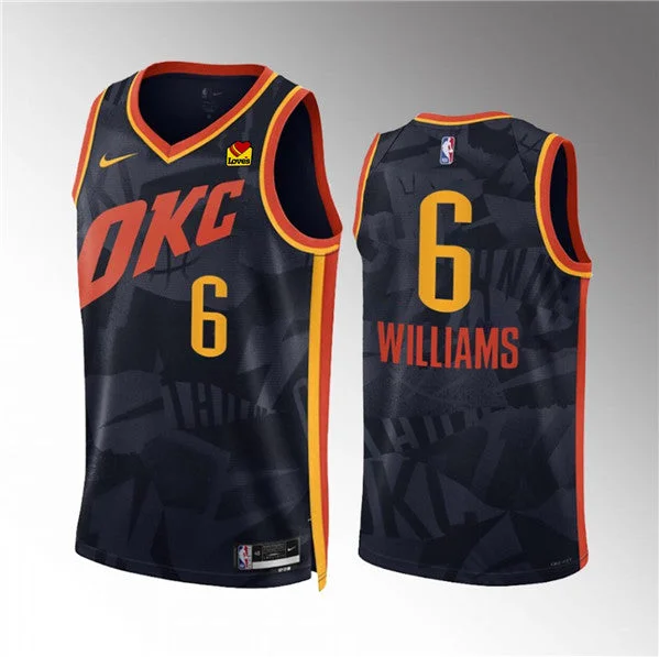 Men's Oklahoma City Thunder #6 Jaylin Williams Black 2023/24 City Edition Stitched Basketball Basketball Jersey