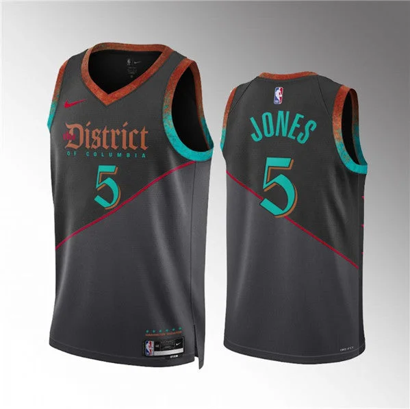 Men's Washington Wizards #5 Tyus Jones Black 2023/24 City Edition Stitched Basketball Basketball Jersey