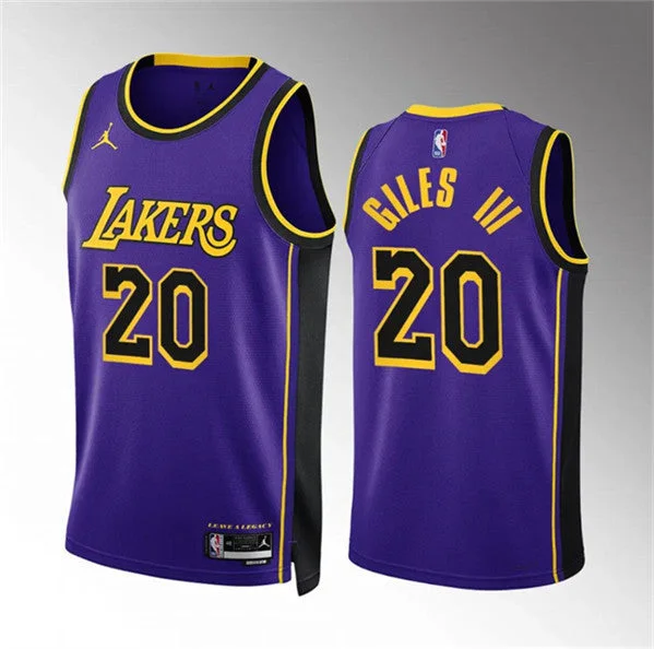 Men's Los Angeles Lakers #20 Harry Giles Iii Purple Statement Edition Stitched Basketball Basketball Jersey