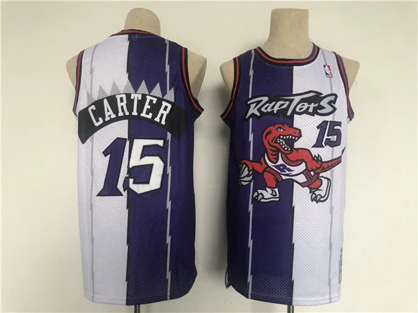 Men's Toronto Raptors #15 Vince Carter White/Purple Splite Basketball Basketball Jersey